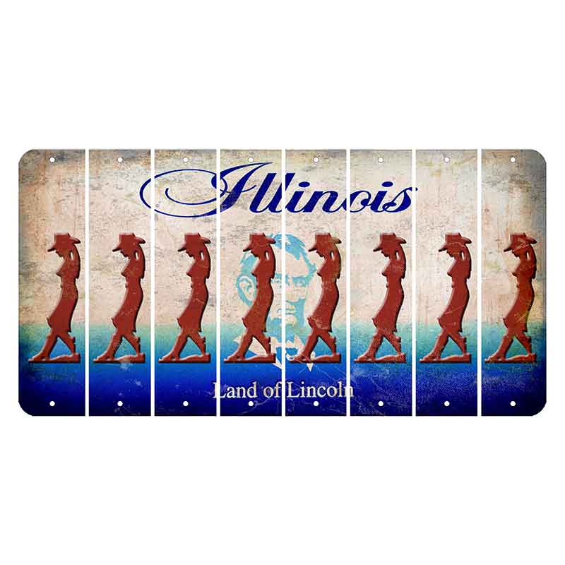 Illinois Abraham Lincoln Cut License Plate Strips (Set of 8) Cowgirl - Leaning