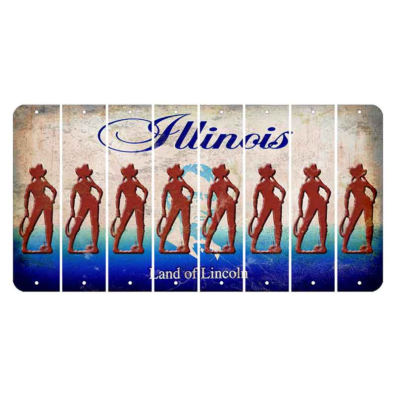 Illinois Abraham Lincoln Cut License Plate Strips (Set of 8) Cowgirl
