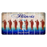 Illinois Abraham Lincoln Cut License Plate Strips (Set of 8) Soldier - Saluting