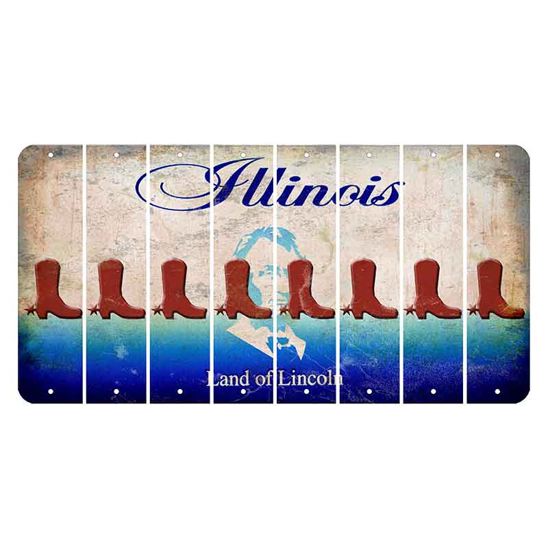 Illinois Abraham Lincoln Cut License Plate Strips (Set of 8) Cowboy Boot