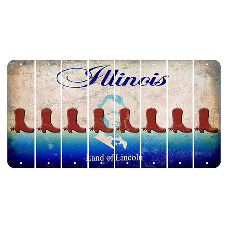 Illinois Abraham Lincoln Cut License Plate Strips (Set of 8) Cowboy Boot