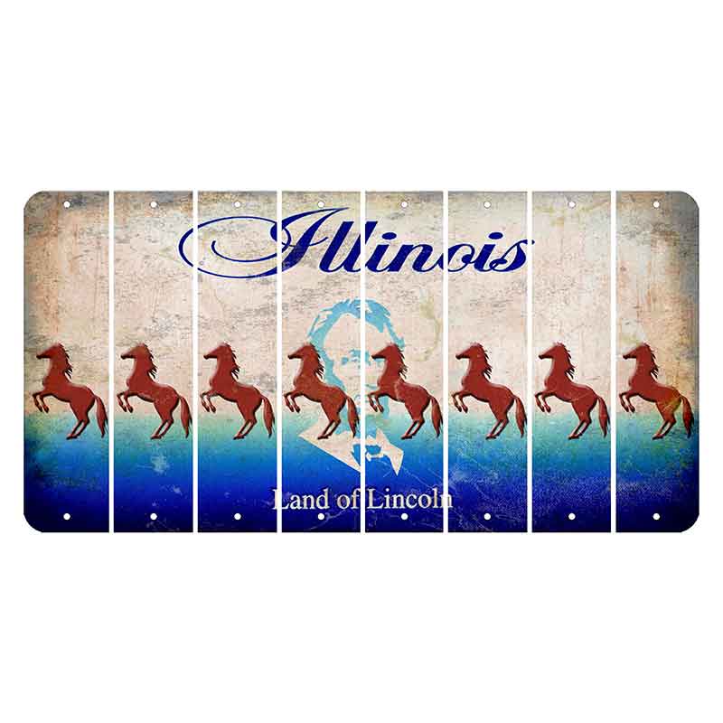 Illinois Abraham Lincoln Cut License Plate Strips (Set of 8) Horse