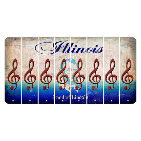Illinois Abraham Lincoln Cut License Plate Strips (Set of 8) Music Note