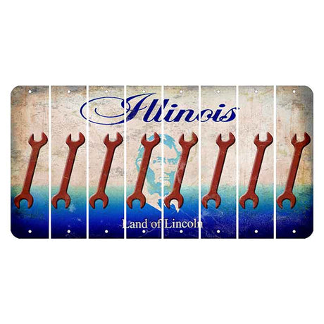 Illinois Abraham Lincoln Cut License Plate Strips (Set of 8) Wrench