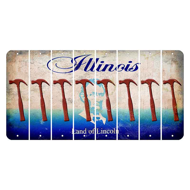 Illinois Abraham Lincoln Cut License Plate Strips (Set of 8) Hammer