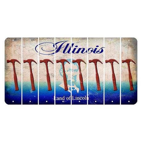 Illinois Abraham Lincoln Cut License Plate Strips (Set of 8) Hammer