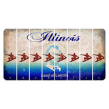 Illinois Abraham Lincoln Cut License Plate Strips (Set of 8) Snowboarder