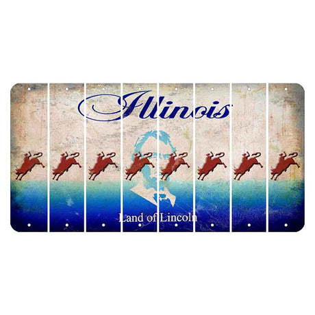 Illinois Abraham Lincoln Cut License Plate Strips (Set of 8) Bull Rider