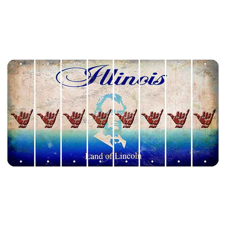 Illinois Abraham Lincoln Cut License Plate Strips (Set of 8) Hang Loose