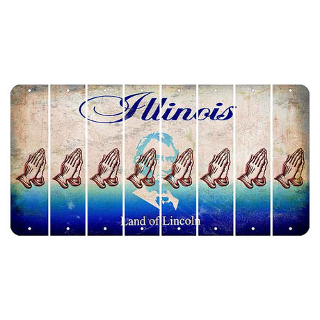 Illinois Abraham Lincoln Cut License Plate Strips (Set of 8) Praying Hands