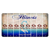 Illinois Abraham Lincoln Cut License Plate Strips (Set of 8) Zodiac Sign - Pisces