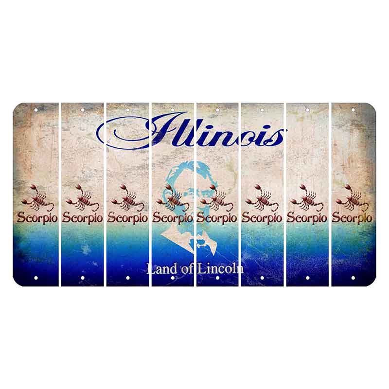 Illinois Abraham Lincoln Cut License Plate Strips (Set of 8) Zodiac Sign - Scorpio