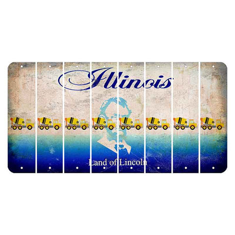Illinois Abraham Lincoln Cut License Plate Strips (Set of 8) Cement Truck