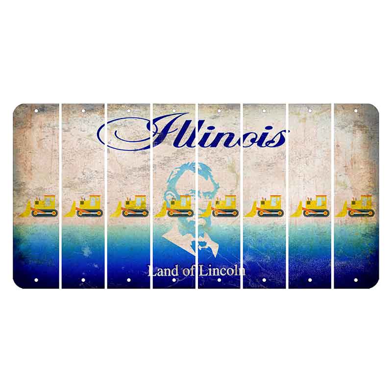 Illinois Abraham Lincoln Cut License Plate Strips (Set of 8) Dozer