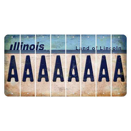 Illinois Light Blue Cut License Plate Strips (Set of 8) A