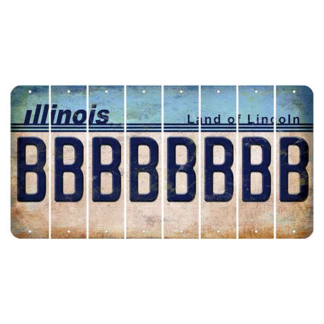Illinois Light Blue Cut License Plate Strips (Set of 8) B