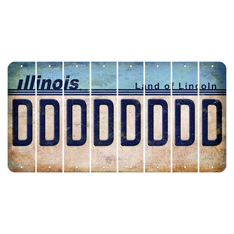 Illinois Light Blue Cut License Plate Strips (Set of 8) D