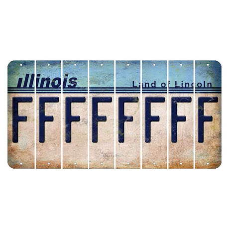 Illinois Light Blue Cut License Plate Strips (Set of 8) F