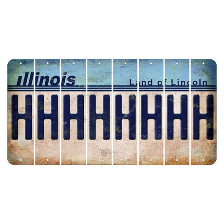 Illinois Light Blue Cut License Plate Strips (Set of 8) H
