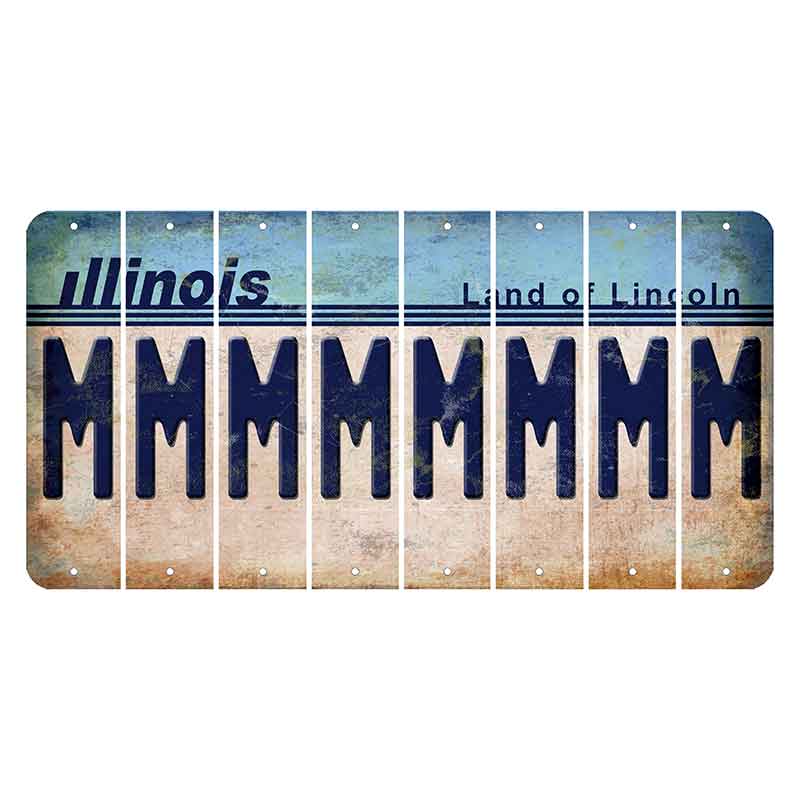 Illinois Light Blue Cut License Plate Strips (Set of 8) M