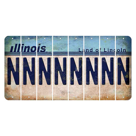 Illinois Light Blue Cut License Plate Strips (Set of 8) N