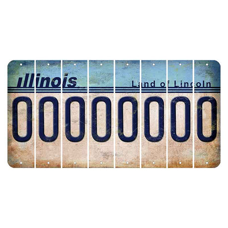 Illinois Light Blue Cut License Plate Strips (Set of 8) O