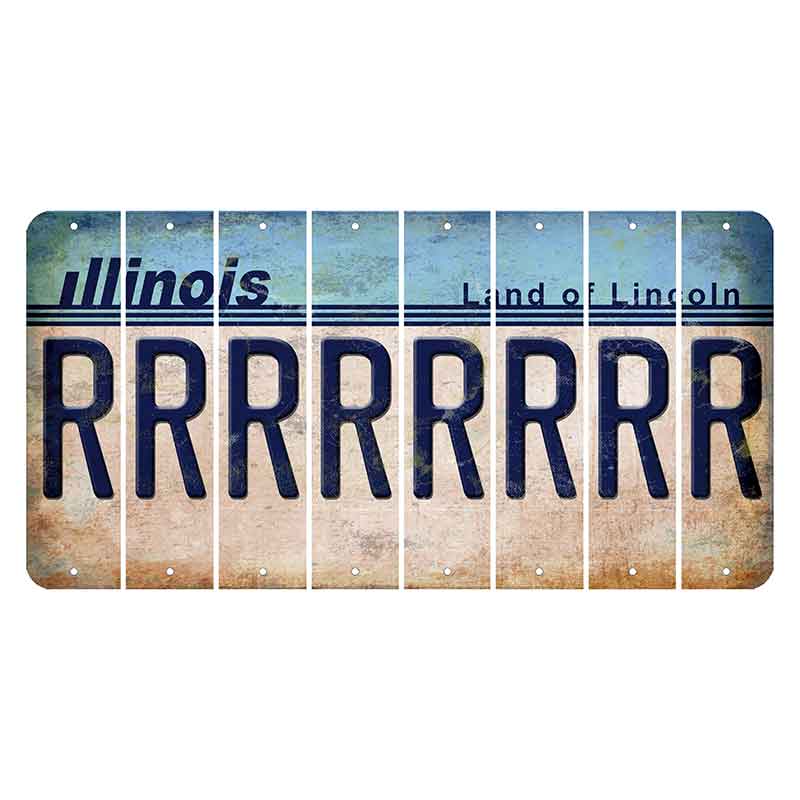 Illinois Light Blue Cut License Plate Strips (Set of 8) R
