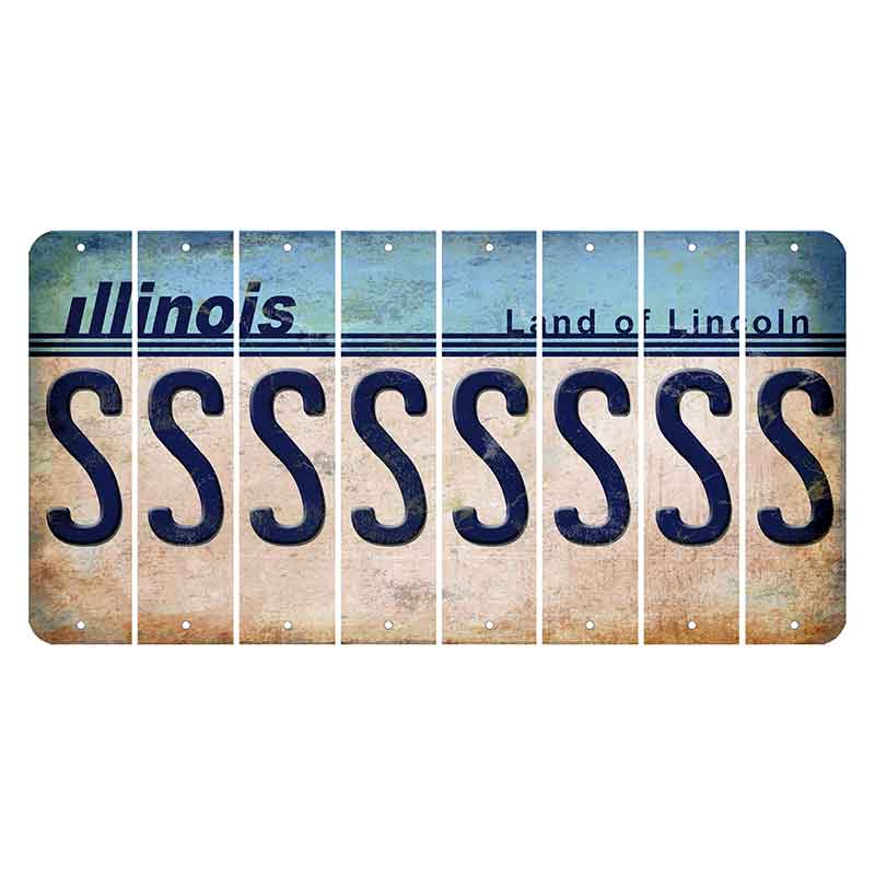 Illinois Light Blue Cut License Plate Strips (Set of 8) S