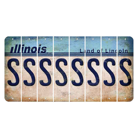 Illinois Light Blue Cut License Plate Strips (Set of 8) S