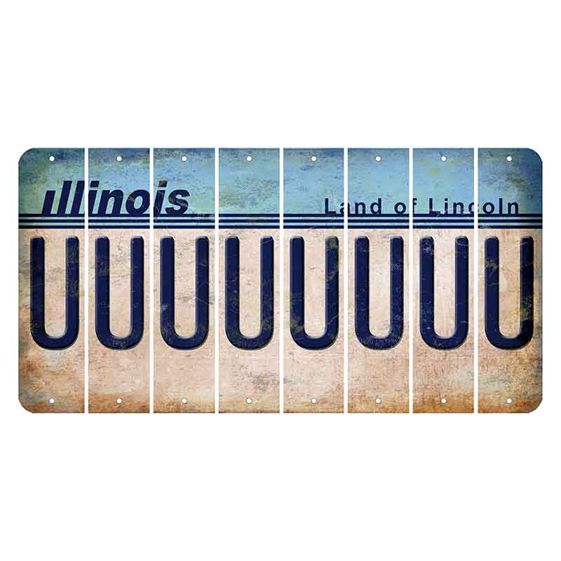 Illinois Light Blue Cut License Plate Strips (Set of 8) U