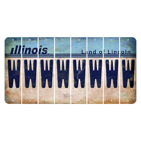 Illinois Light Blue Cut License Plate Strips (Set of 8) W