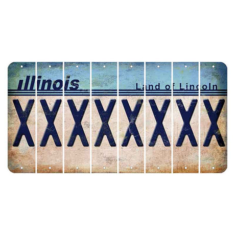 Illinois Light Blue Cut License Plate Strips (Set of 8) X