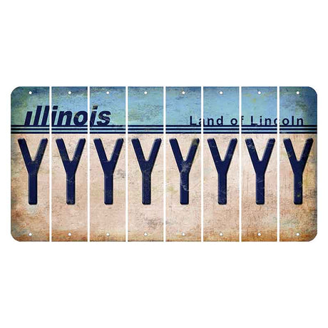 Illinois Light Blue Cut License Plate Strips (Set of 8) Y