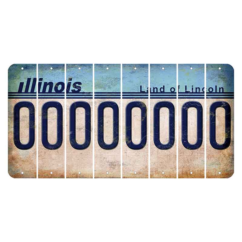 Illinois Light Blue Cut License Plate Strips (Set of 8) 0