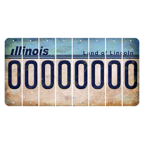 Illinois Light Blue Cut License Plate Strips (Set of 8) 0