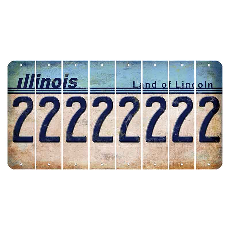 Illinois Light Blue Cut License Plate Strips (Set of 8) 2