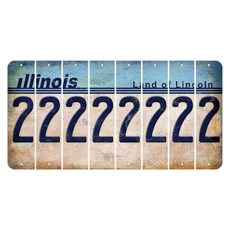 Illinois Light Blue Cut License Plate Strips (Set of 8) 2