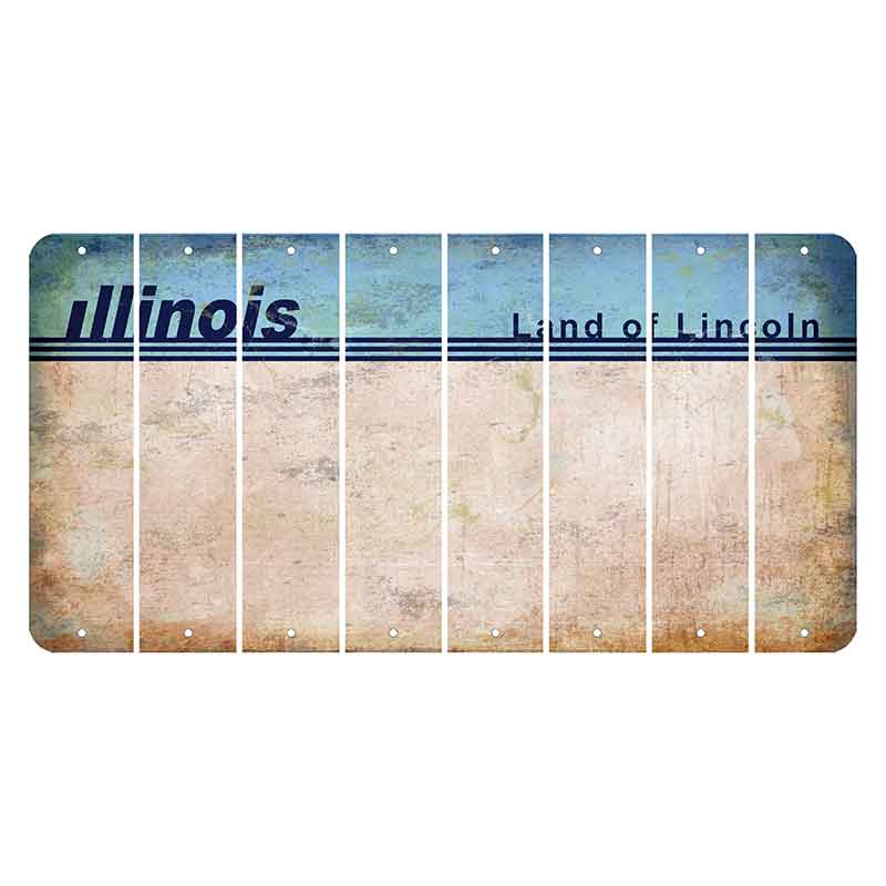 Illinois Light Blue Cut License Plate Strips (Set of 8) Blank