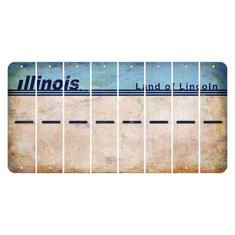 Illinois Light Blue Cut License Plate Strips (Set of 8) Hyphen