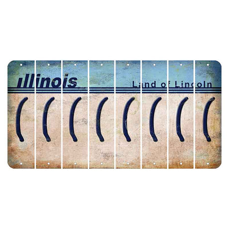 Illinois Light Blue Cut License Plate Strips (Set of 8) Parenthesis - Left