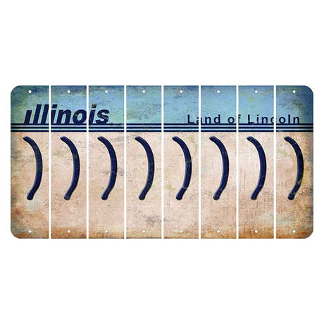 Illinois Light Blue Cut License Plate Strips (Set of 8) Parenthesis - Right