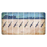 Illinois Light Blue Cut License Plate Strips (Set of 8) Rifle