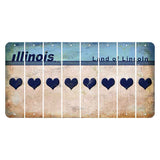 Illinois Light Blue Cut License Plate Strips (Set of 8) Heart