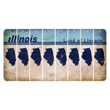 Illinois Light Blue Cut License Plate Strips (Set of 8) State Silhouette