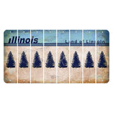 Illinois Light Blue Cut License Plate Strips (Set of 8) Pine Tree