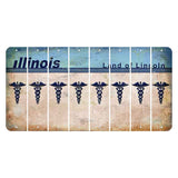 Illinois Light Blue Cut License Plate Strips (Set of 8) Caduceus