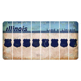 Illinois Light Blue Cut License Plate Strips (Set of 8) Police Badge