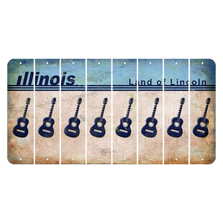 Illinois Light Blue Cut License Plate Strips (Set of 8) Guitar