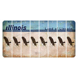 Illinois Light Blue Cut License Plate Strips (Set of 8) Bald Eagle