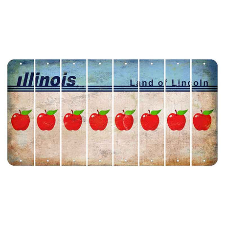 Illinois Light Blue Cut License Plate Strips (Set of 8) Apple